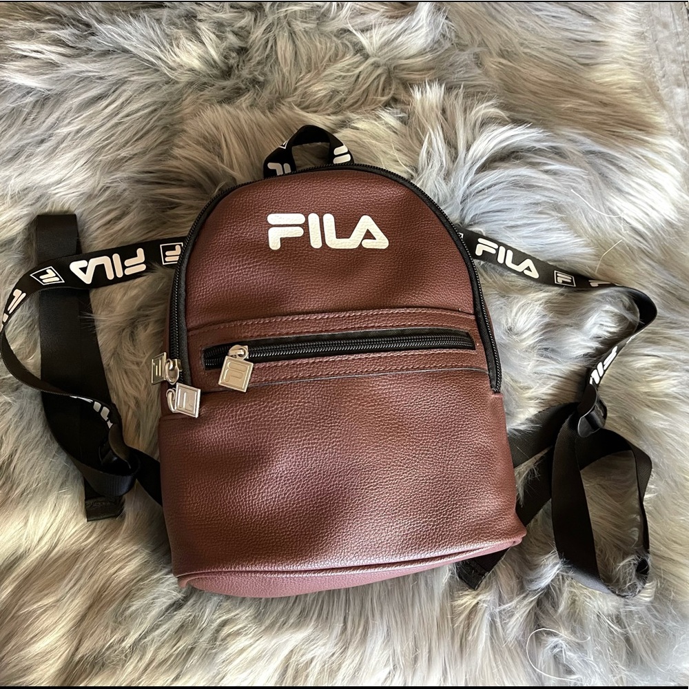 Fila burgundy’s faux leather backpack